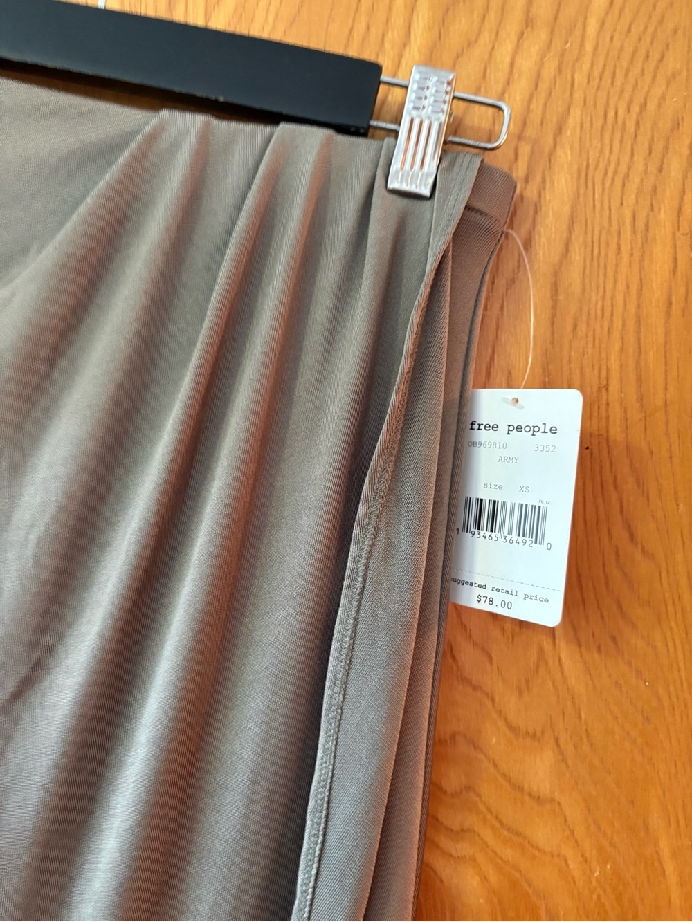 Free People Olive-Taupe Wrap Maxi Skirt XS - Picture 5 of 8